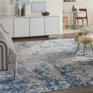 Nourison Rugs Rustic Textures Rectanglular RUS16 Rug in Grey Blue 39m x 28m | Shackletons