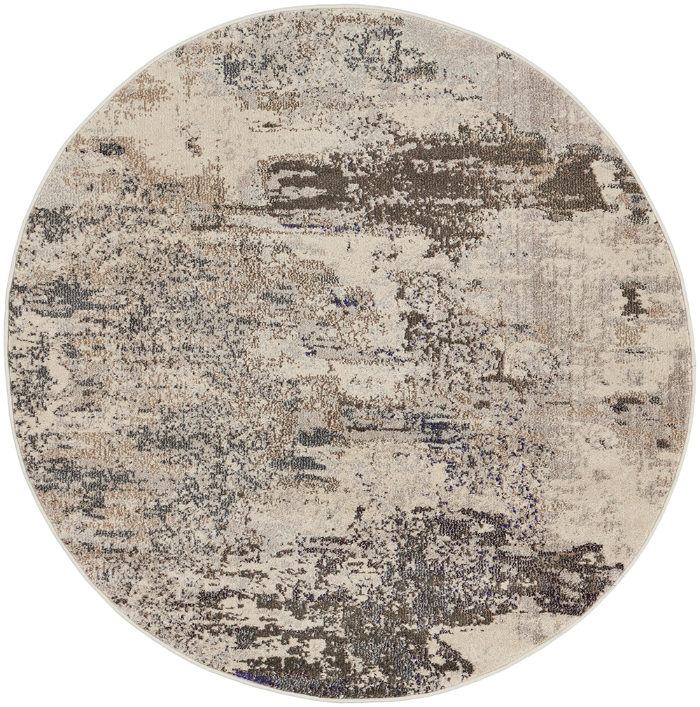 Nourison Rugs Celestial Round Rug - 2.39m x 2.39m in Ivory Grey