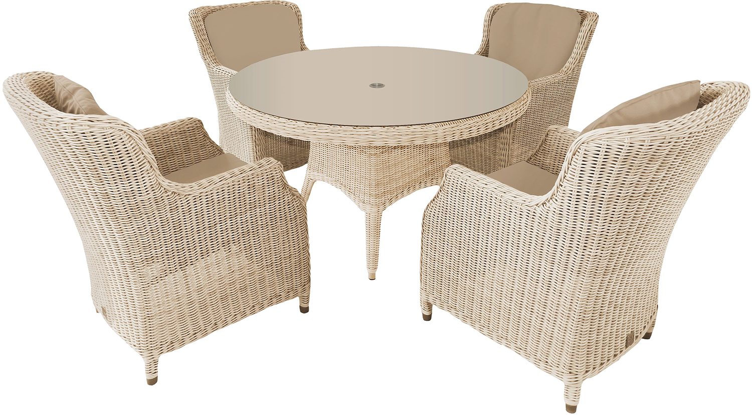 4 Seasons Outdoor Brighton Victoria 4 Seat Dining Set in Praia Weave