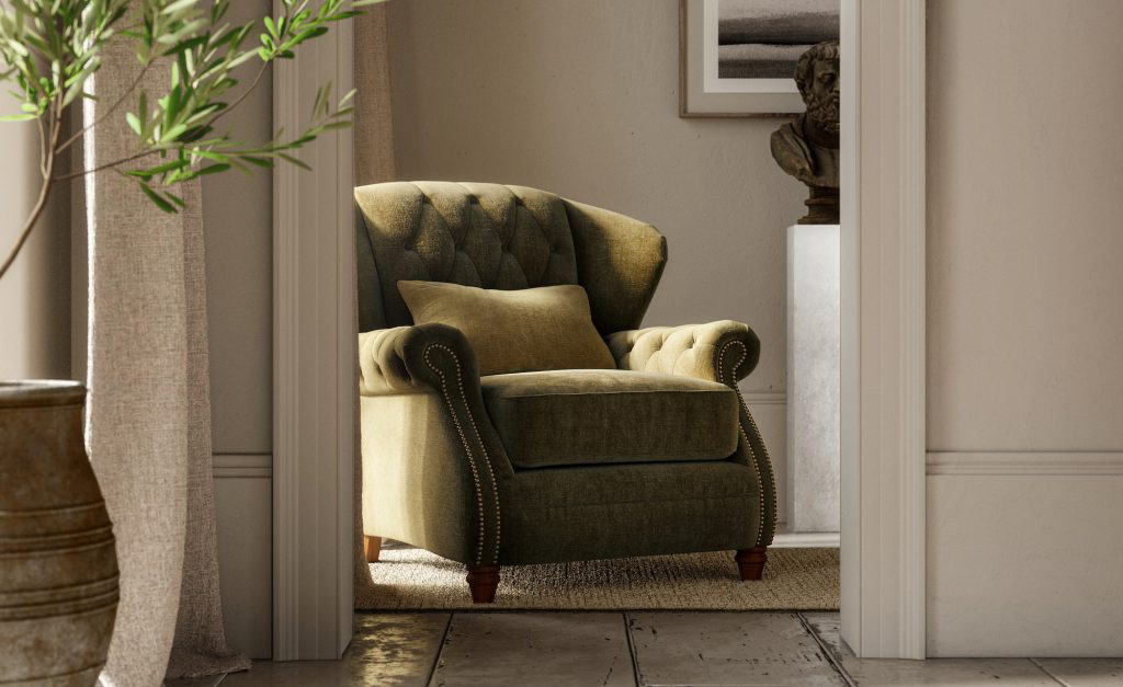 Alexander & James Nola Wing Chair in Oasis Sage Fabric