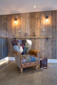Vintage Sofa Company Gotham Patchwork Chair Old design Harris Tweed Sides | Shackletons