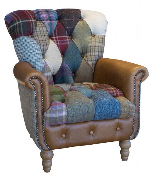 Vintage Sofa Company Gotham Patchwork Chair (Old design - Harris Tweed Sides)
