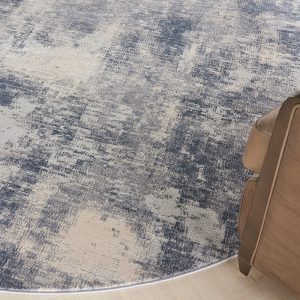 Nourison Rugs   Rustic Textures Circular RUS02 Rug in Blue  Ivory   16m x 16m | Shackletons
