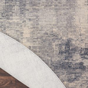 Nourison Rugs   Rustic Textures Circular RUS02 Rug in Blue  Ivory   16m x 16m | Shackletons