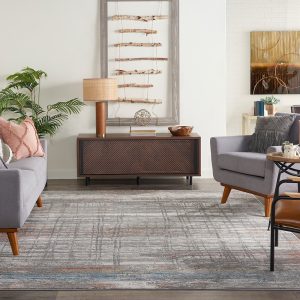 Nourison Rugs Rustic Textures Rectanglular RUS12 Rug in Grey Multicolour 32m x 24m | Shackletons