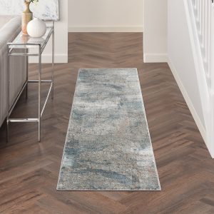 Nourison Rugs   Rustic Textures Runner RUS15 Rug in Grey  Blue   23m x 066m | Shackletons