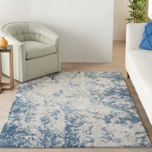 Nourison Rugs   Rustic Textures Rectanglular RUS16 Rug in Grey  Blue   22m x 16m | Shackletons