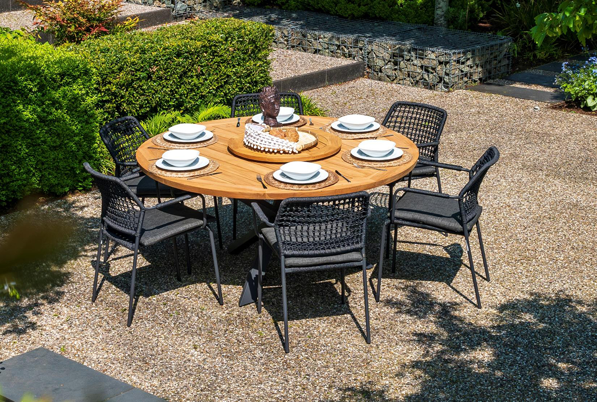 4 Seasons Outdoor Barista 6 Seat Round Dining Set
