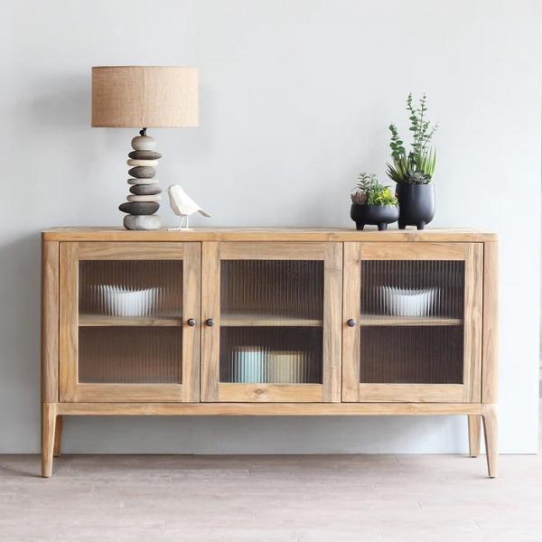 Carlton Furniture - Arch 3 Door Sideboard in Recycled Teak with Glass