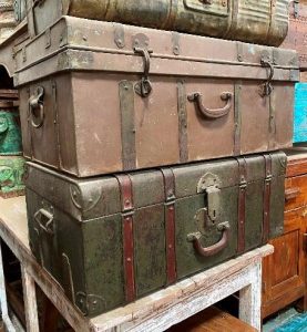 Carlton Furniture Metal Trunk with Natural Finish | Shackletons