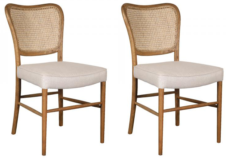Pair of Carlton Furniture in Anouk Dining Chairs with Rattan Back