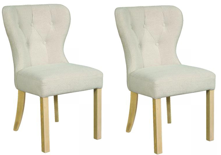 Pair of Carlton Furniture in Abby Dining Chairs in Stone with White Oiled Legs