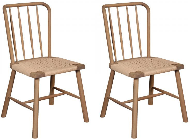 Pair of Carlton Furniture in Spindle Back Dining Chairs with Woven Seat Pad