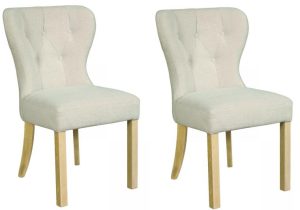 Pair of Carlton Furniture Abby Dining Chairs in Stone with White Oiled Legs | Shackletons