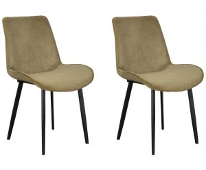 Pair of Carlton Furniture Evia Dining Chairs in Green Velvet | Shackletons