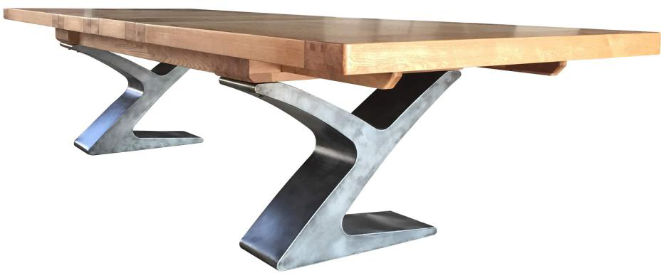 Carlton Furniture - Windermere Monastery Extending Dining Table with Metal Z Legs - Grey Oil Finish