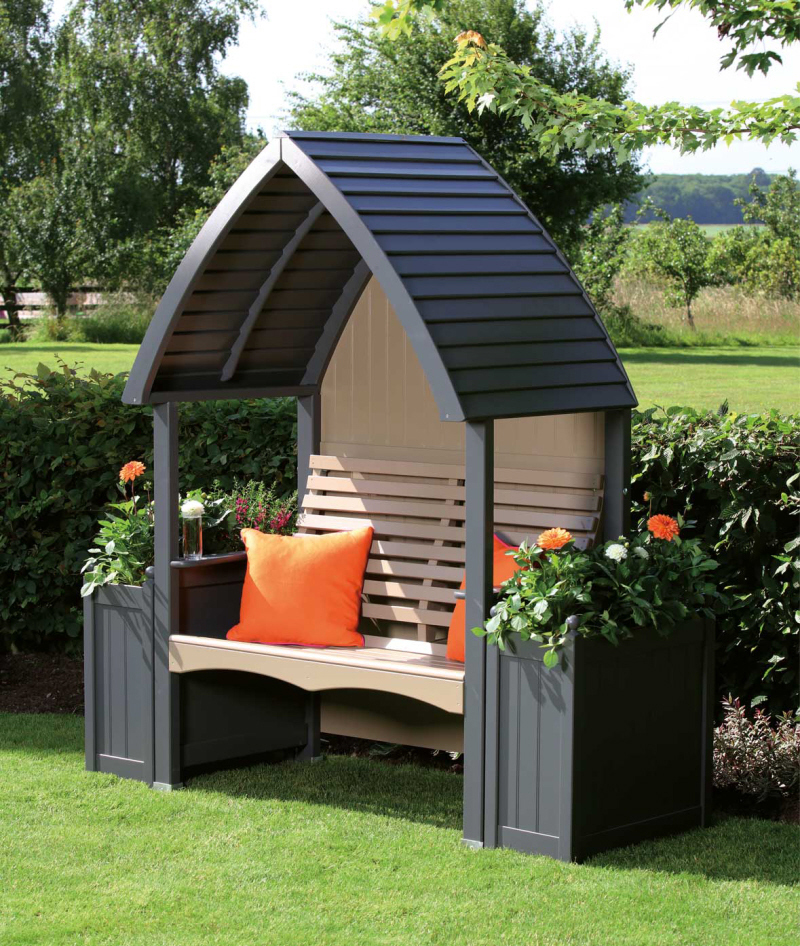 AFK Garden Products Cottage Arbour and Planter Set Charcoal and Nutmeg