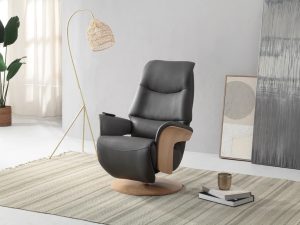 Ivie Swivel Chair in Charcoal | Shackletons