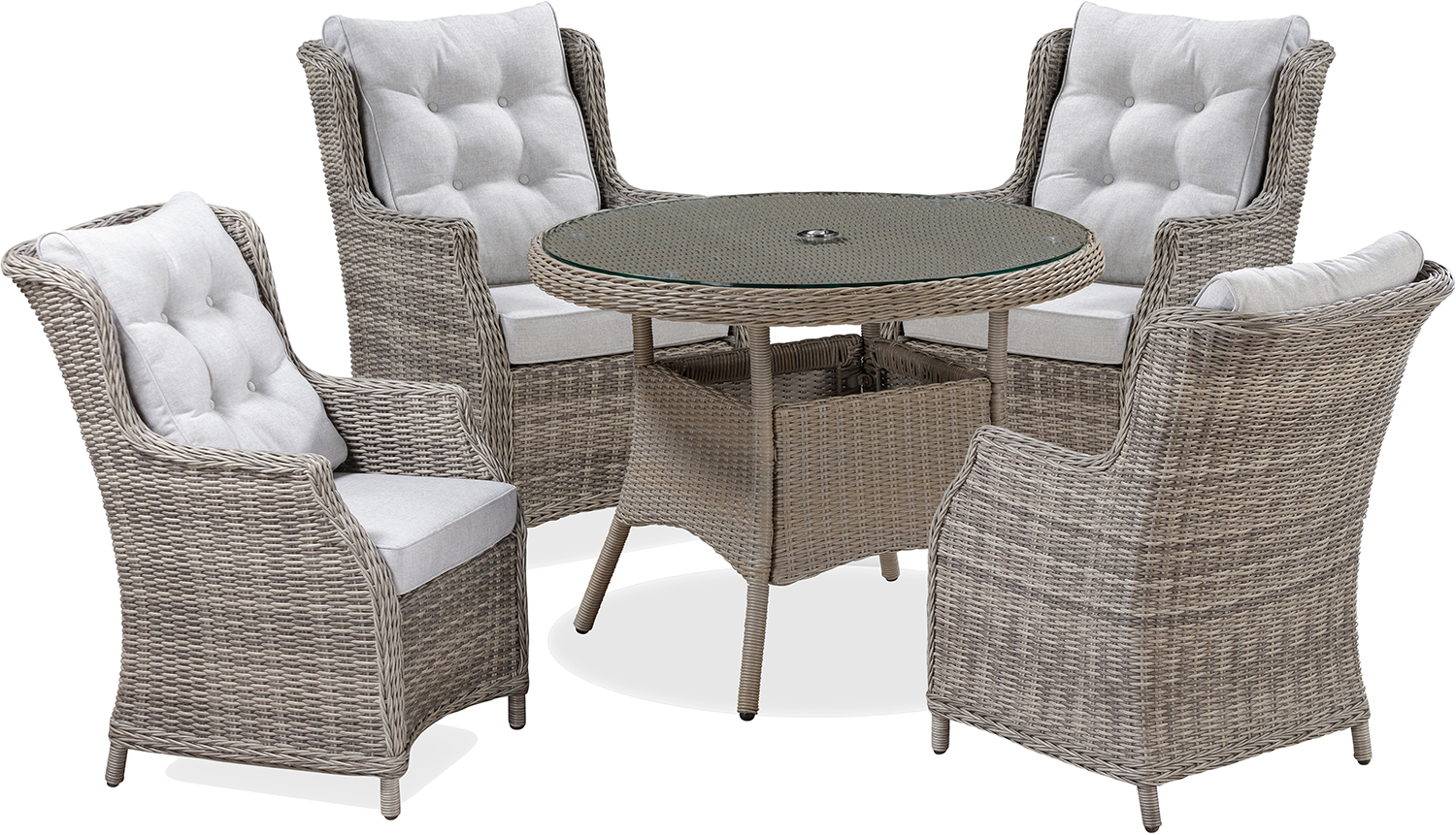 Tom Chambers Capri 4 Seat Dining Set in Pewter | Shackletons