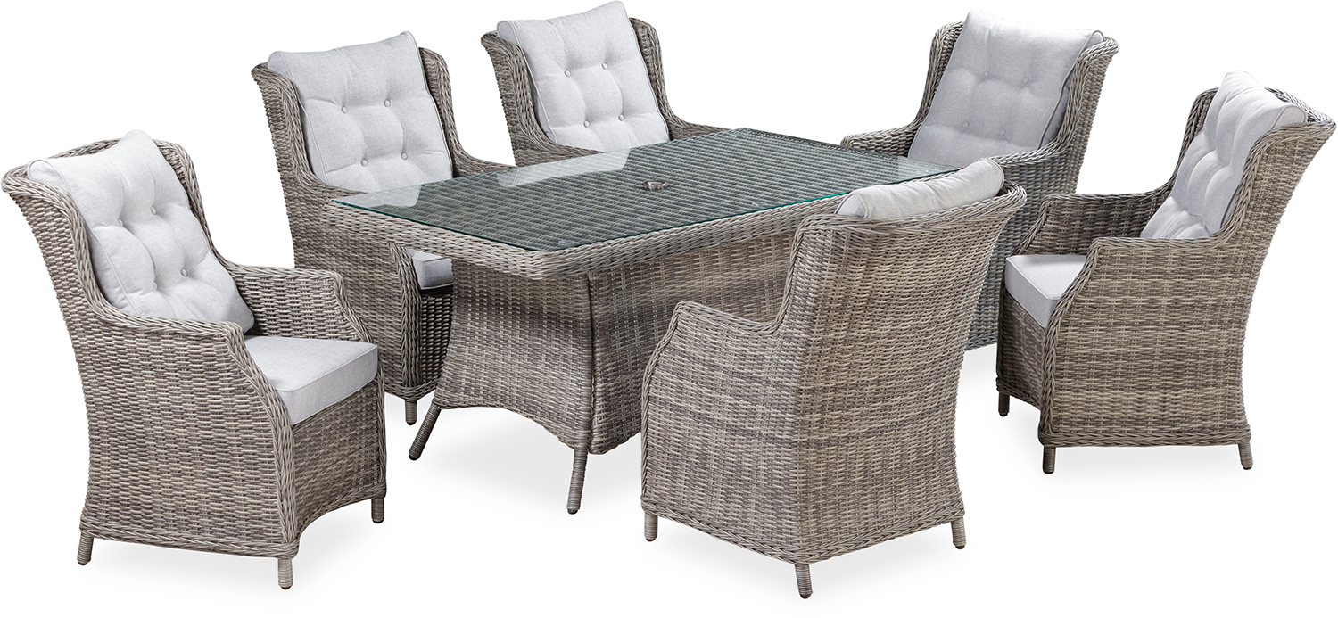 Tom Chambers Capri 6 Seat Dining Set in Pewter | Shackletons