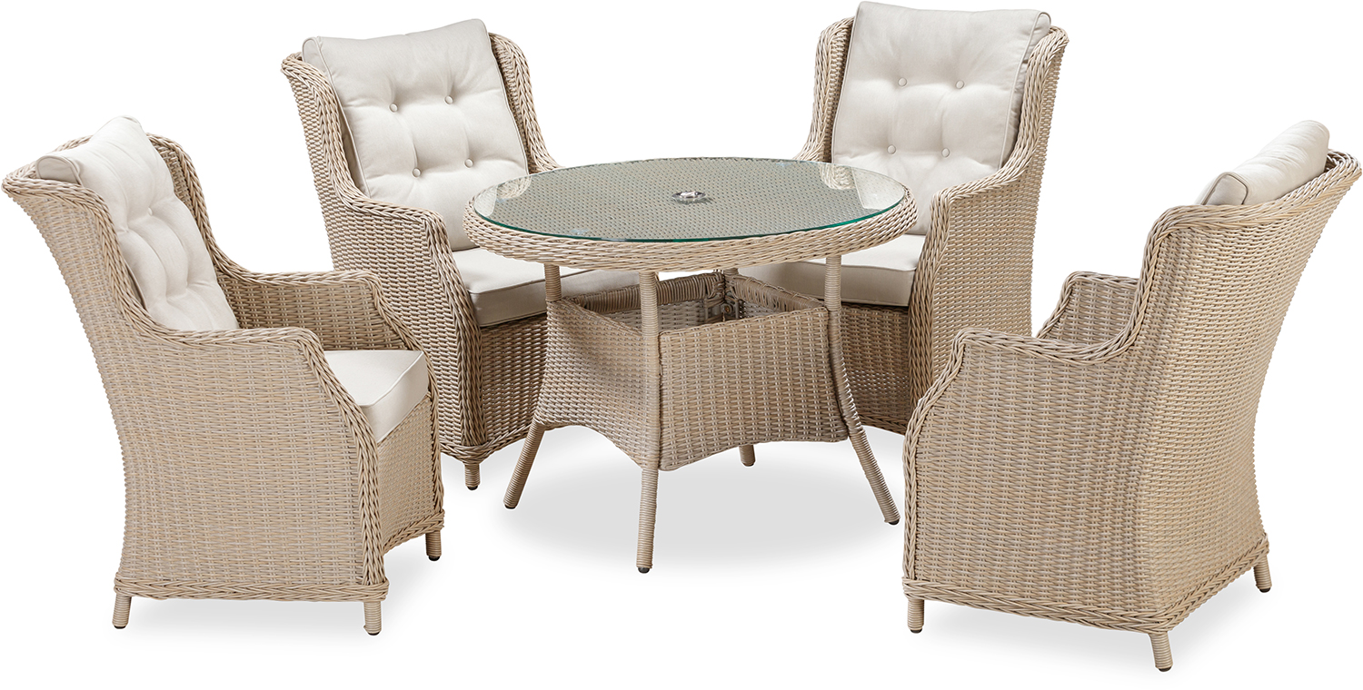 Tom Chambers Capri 4 Seat Dining Set in Biscuit