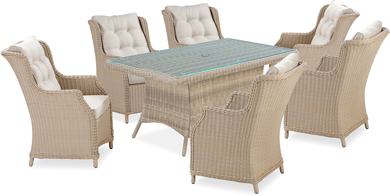Tom Chambers Capri 6 Seat Dining Set in Biscuit