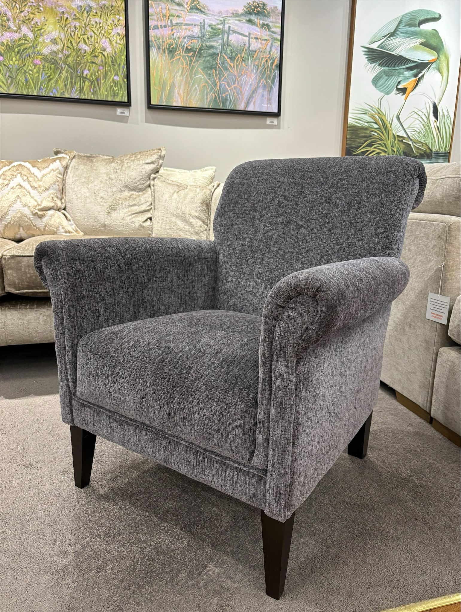 York Accent Chair in Lassie Charcoal (BUOYANT STOCK 23)