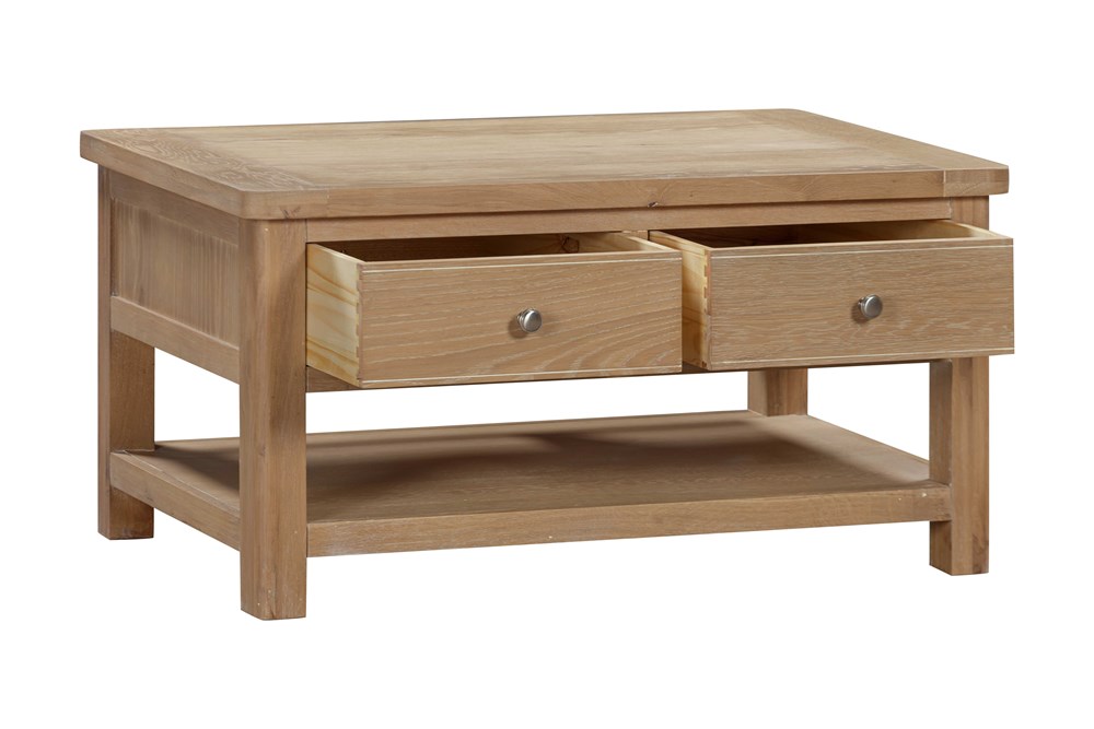 Foxington Coffee Table with 2 Drawers - Natural Oak