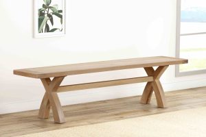 Foxington Cross Leg Dining Bench   Natural Oak | Shackletons