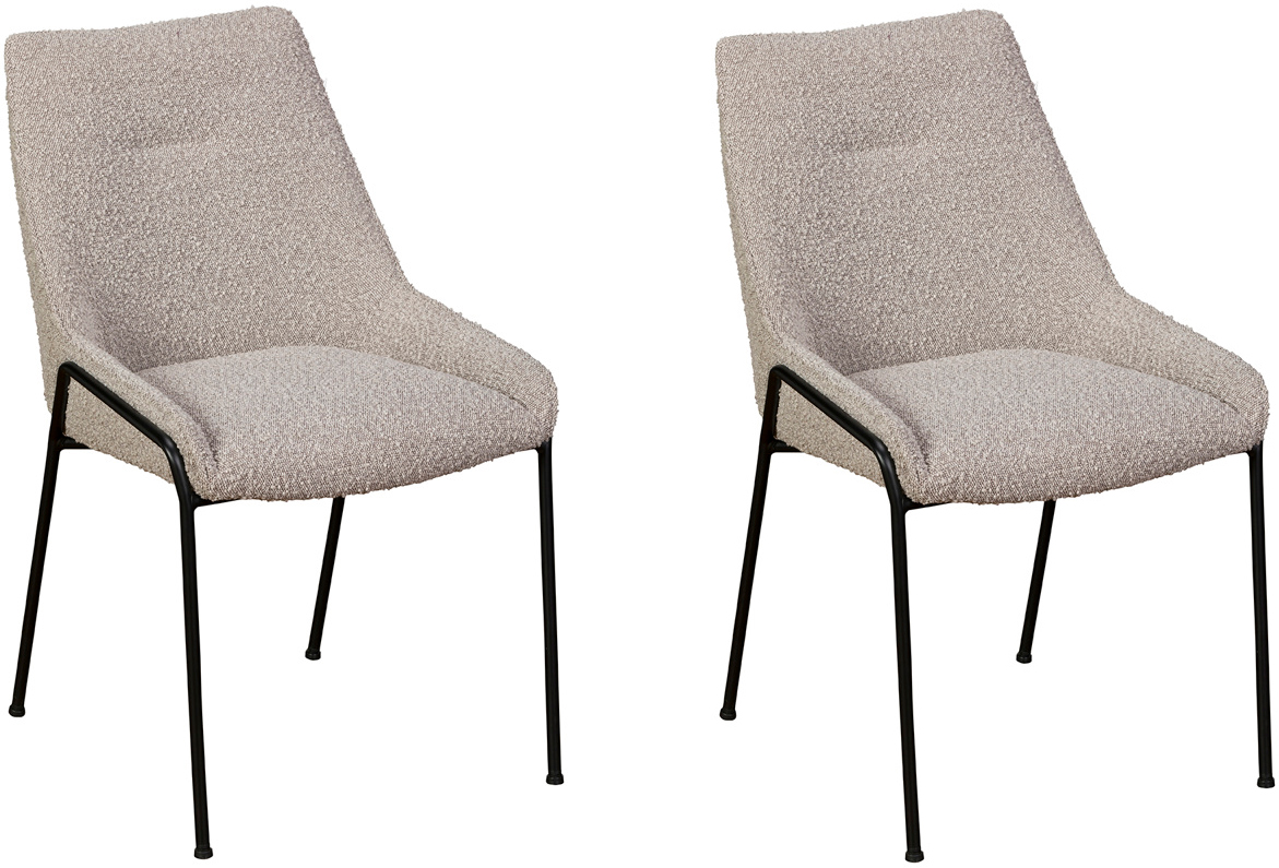 Pair of Baker Anna Dining Chairs - Grey Boucle