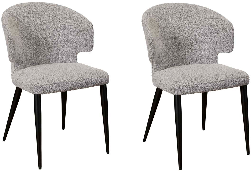 Pair of Baker Belle Dining Chairs - Grey Boucle