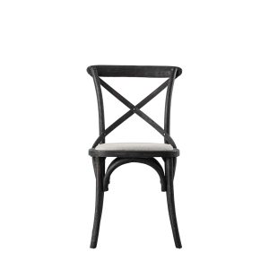 Gallery Direct Cafe Chair Black Linen Set of 2 | Shackletons