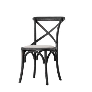 Gallery Direct Cafe Chair Black Linen Set of 2 | Shackletons