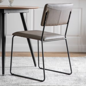 Gallery Direct Chalkwell Dining Chair Silver Faux Leather Set of 2 | Shackletons