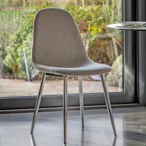 Gallery Direct Millican Dining Chair Chrome Light Grey Set of 2 | Shackletons
