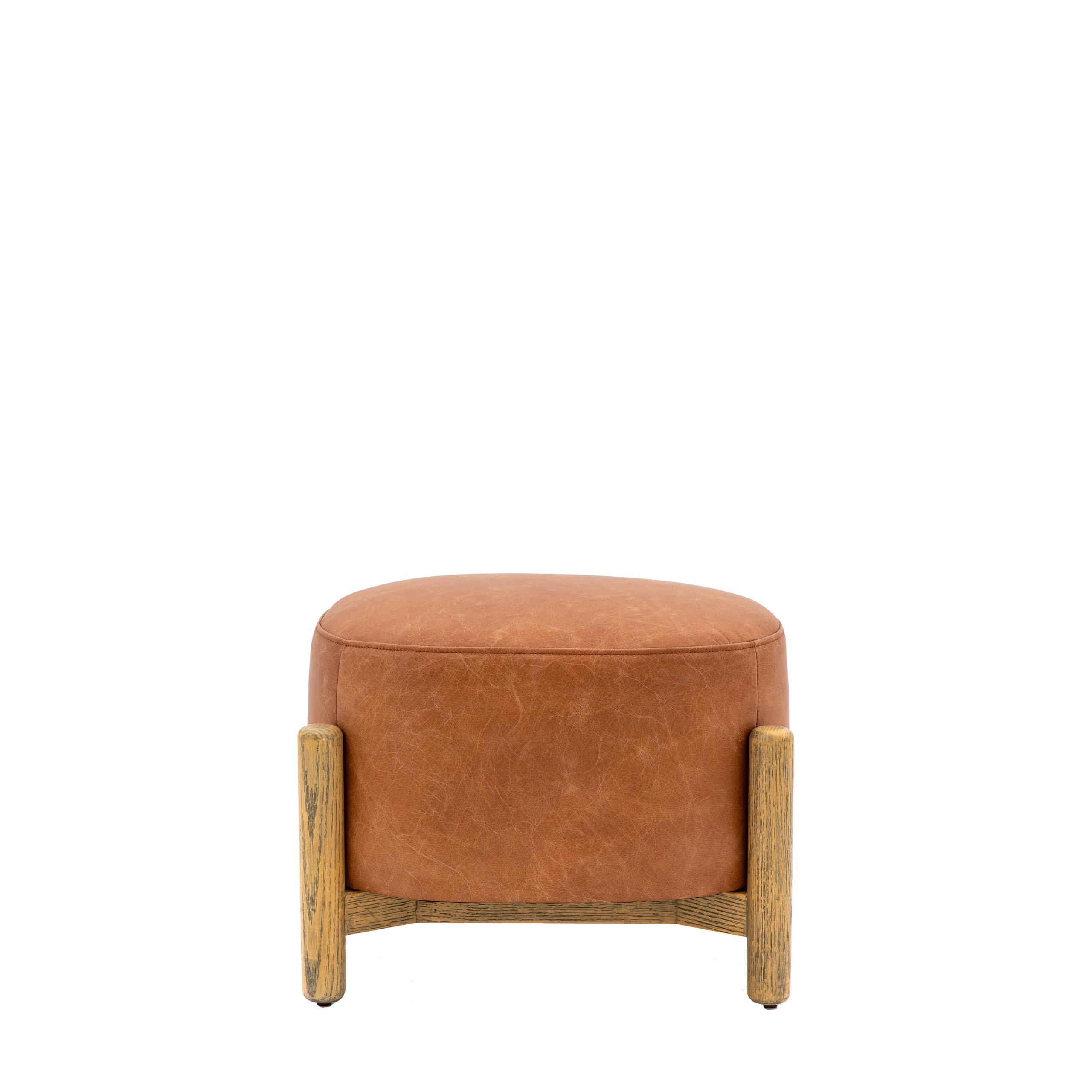Gallery Direct Tindon Footstool Vintage Brown Leather