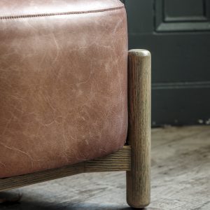 Gallery Direct Tindon Footstool Vintage Brown Leather | Shackletons