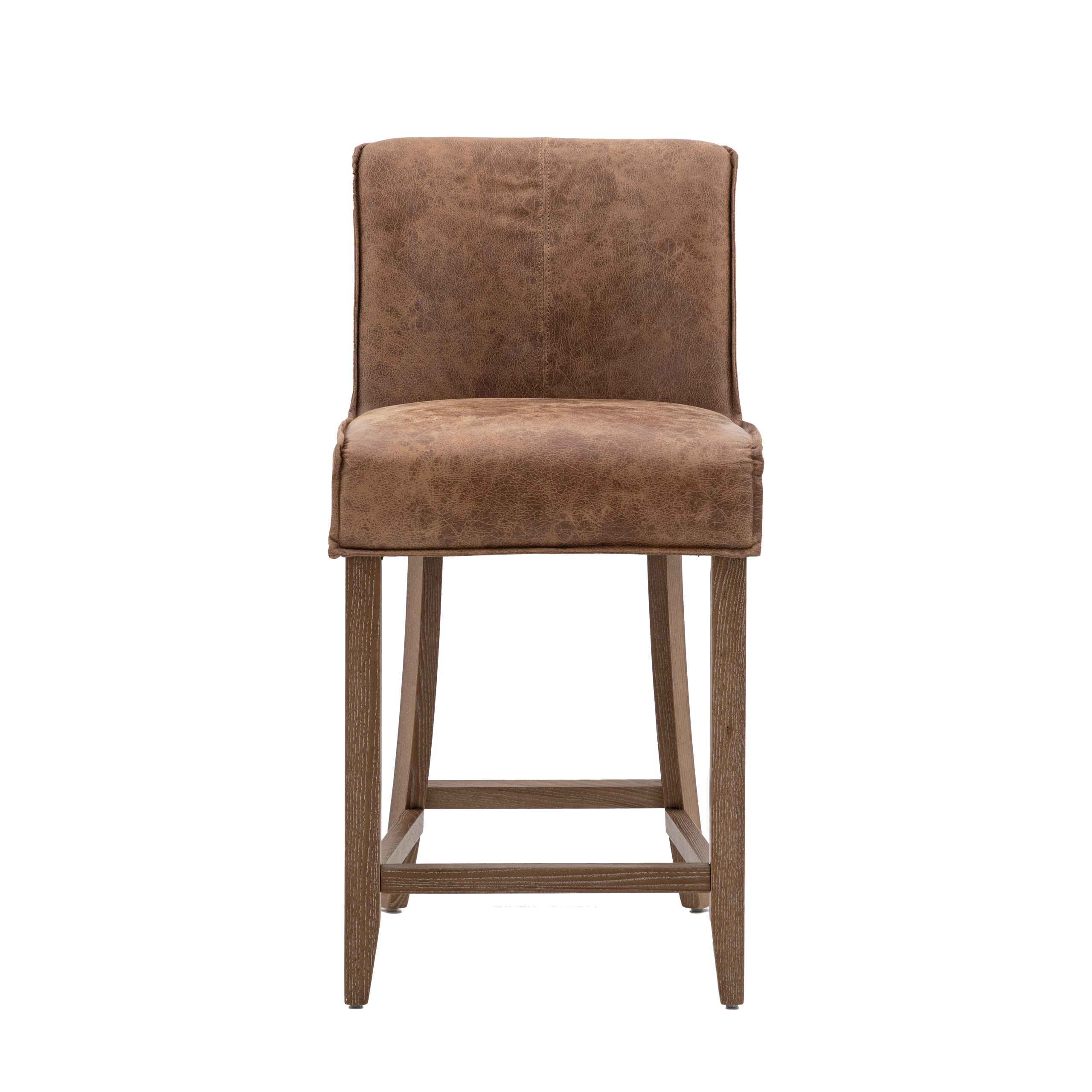 Gallery Direct Tarnby Bar Stool Brown Leather (Set of 2)
