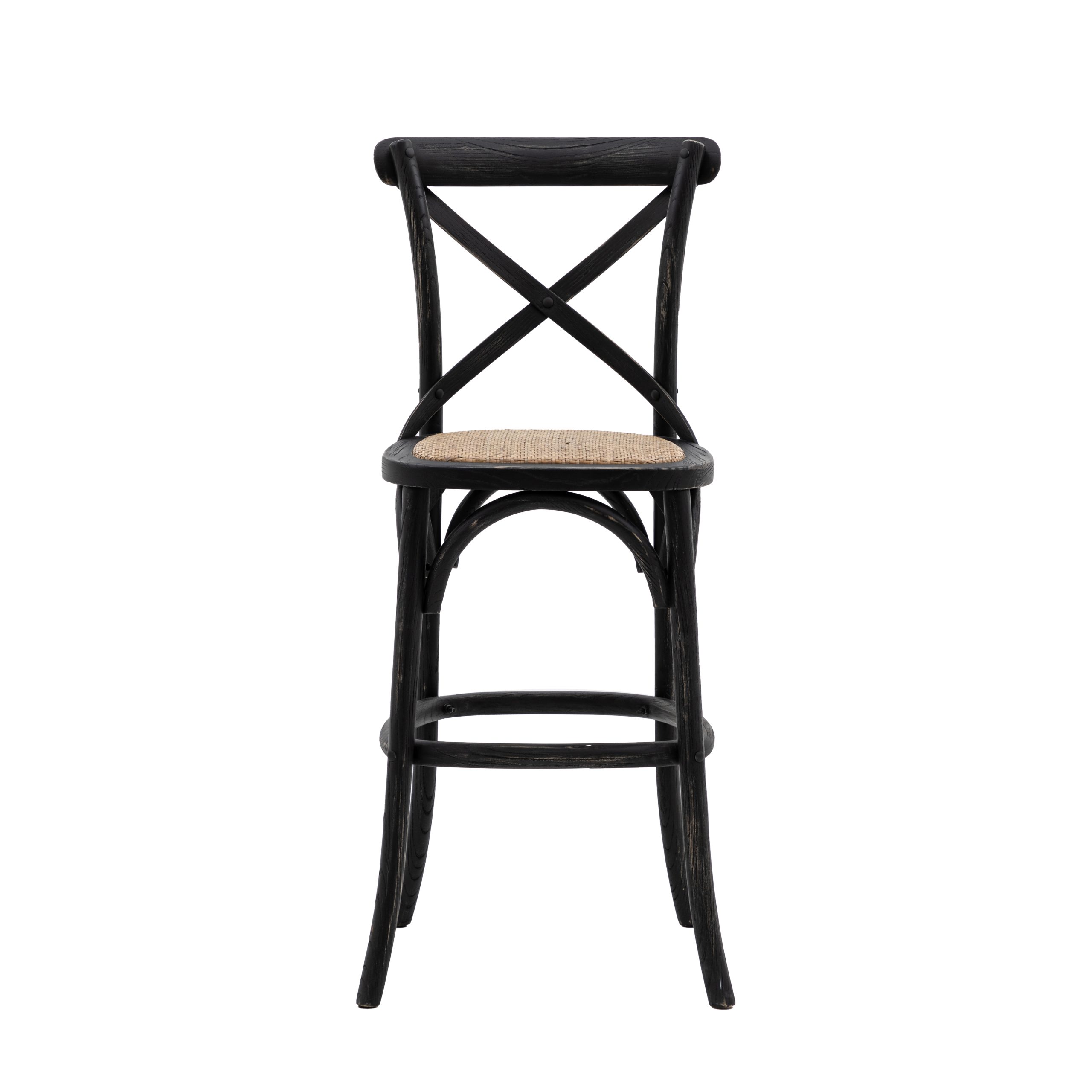 Gallery Direct Cafe Stool Black/Rattan (Set of 2)