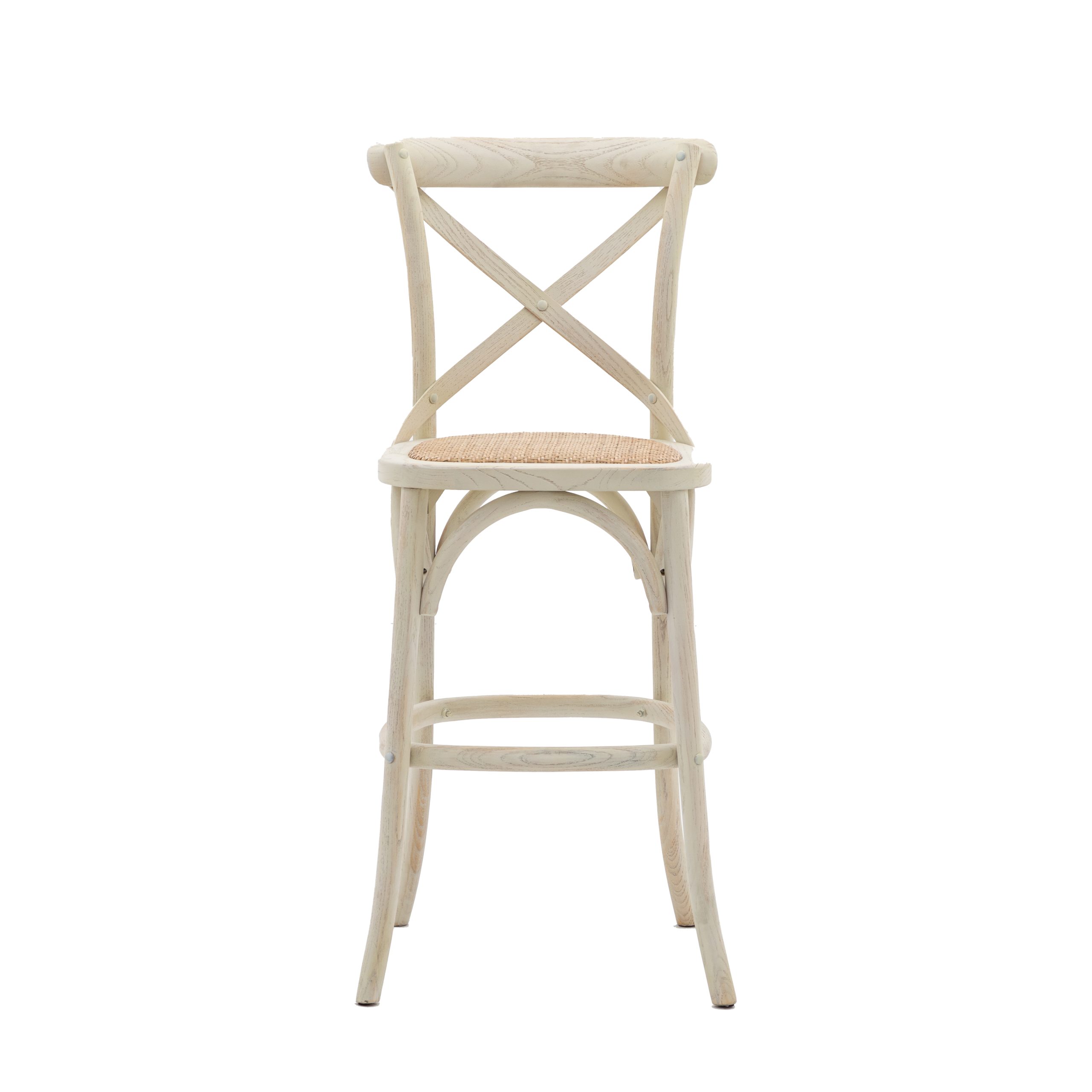 Gallery Direct Cafe Stool White/Rattan (Set of 2)