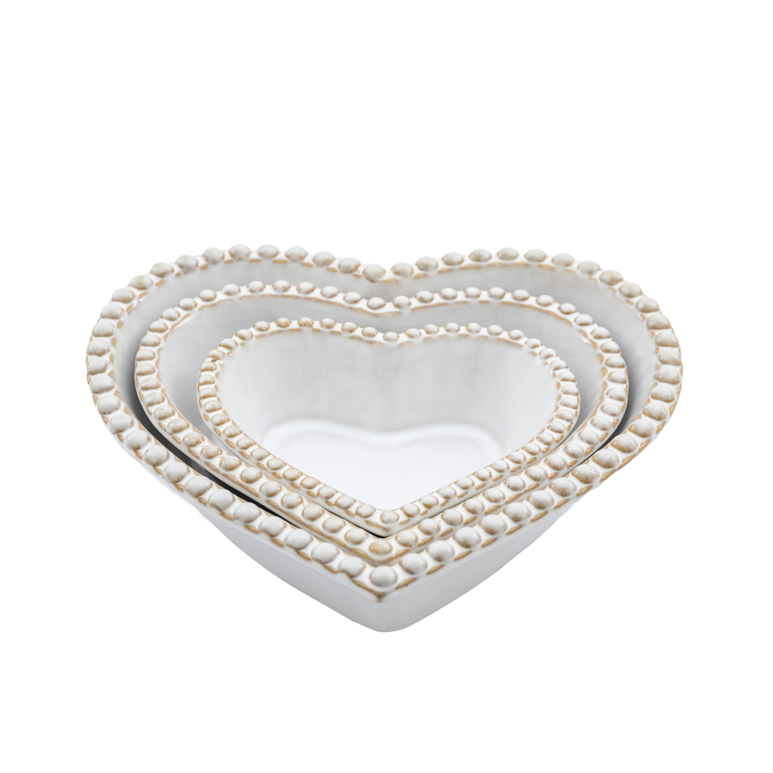 Gallery Direct Beaded Heart Bowl (Set of 3)