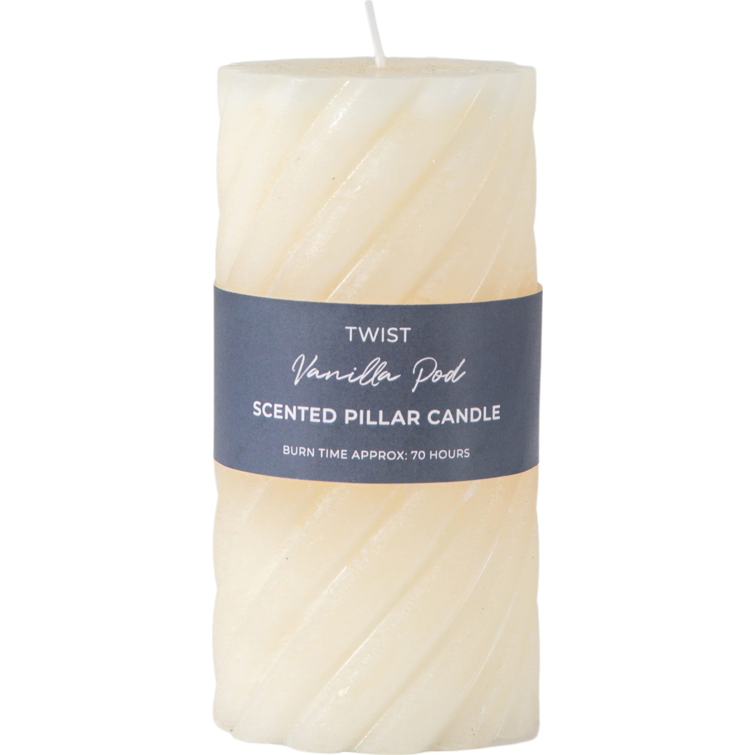 Gallery Direct Vanilla Pillar Candle Twist Ivory (Pack of 2)