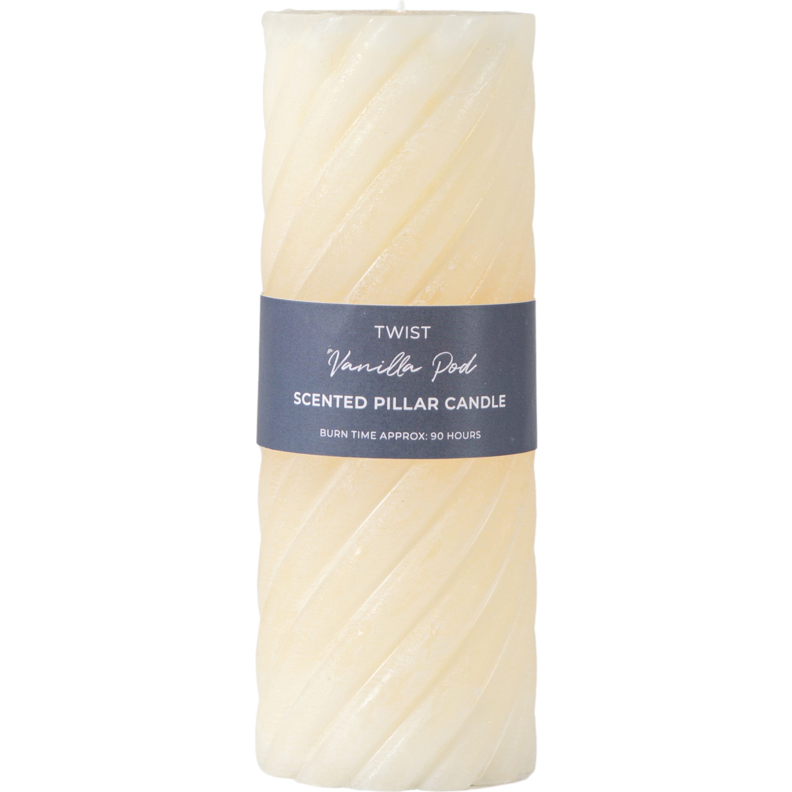 Gallery Direct Vanilla Pillar Candle Twist Ivory (Pack of 2)