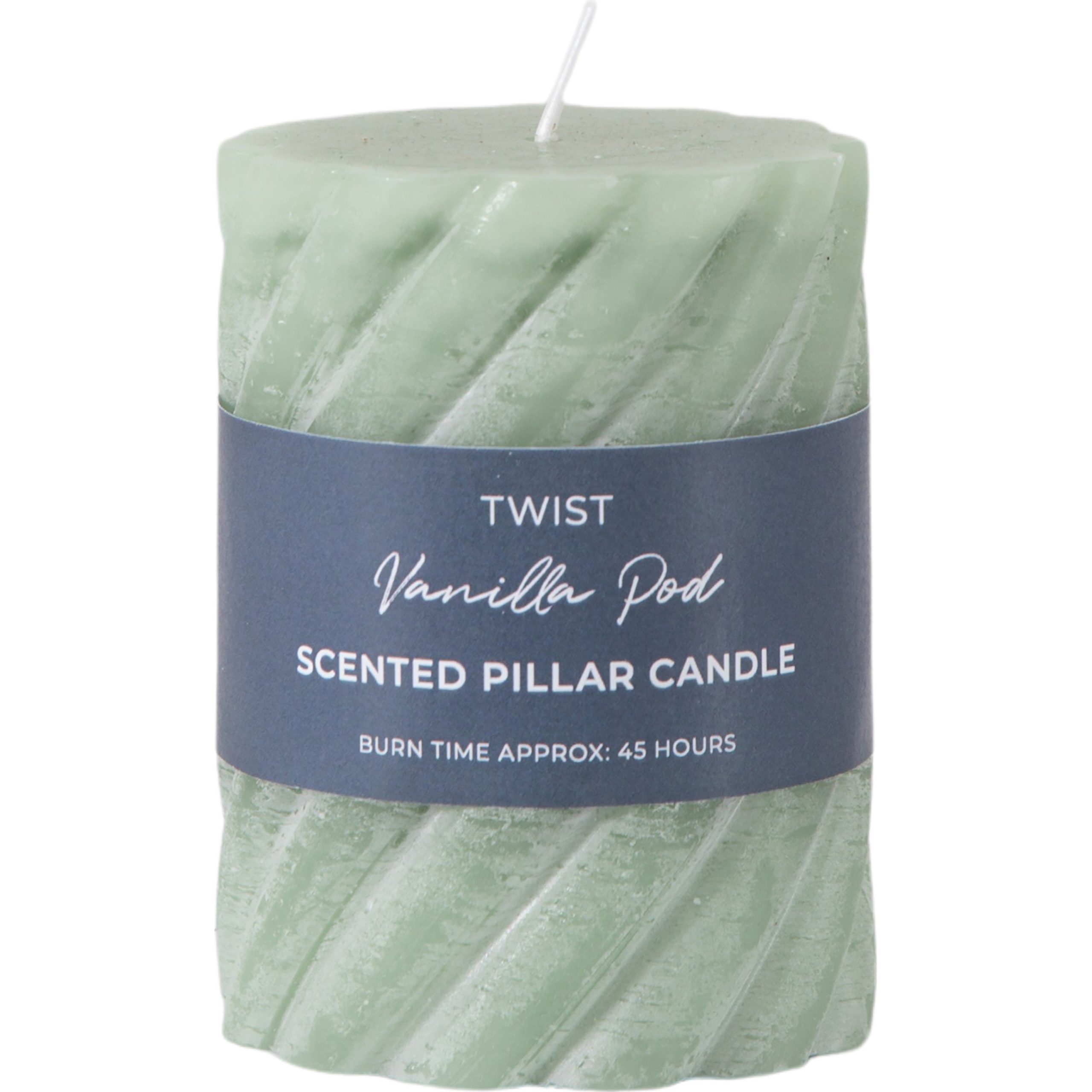 Gallery Direct Vanilla Pillar Candle Twist Sage (Pack of 2)