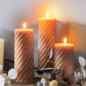 Gallery Direct Vanilla Pillar Candle Twist Amber Pack of 2 | Shackletons