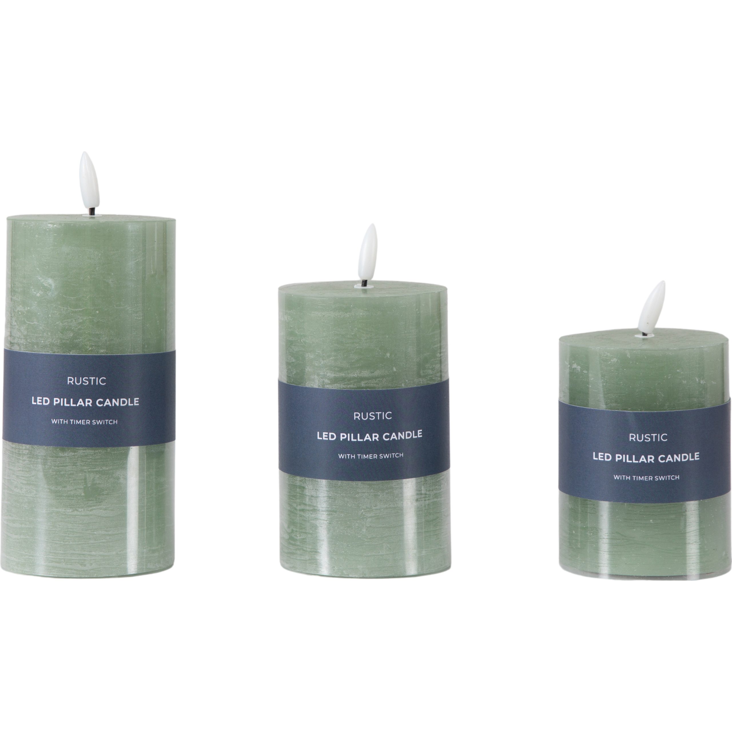Gallery Direct LED Candle Rustic Sage (Set of 3)