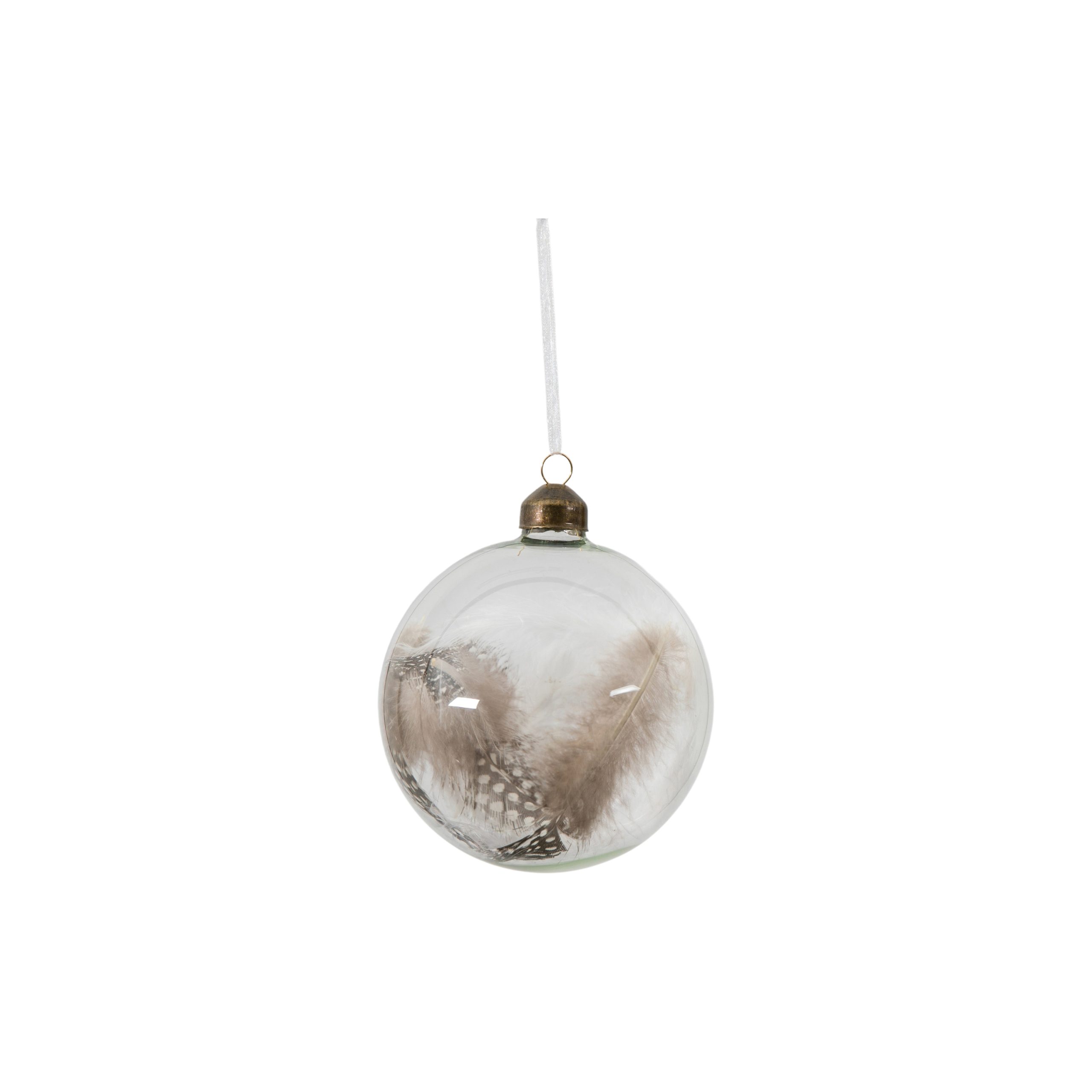 Gallery Direct Feather Bauble White/Natural (Set of 3)