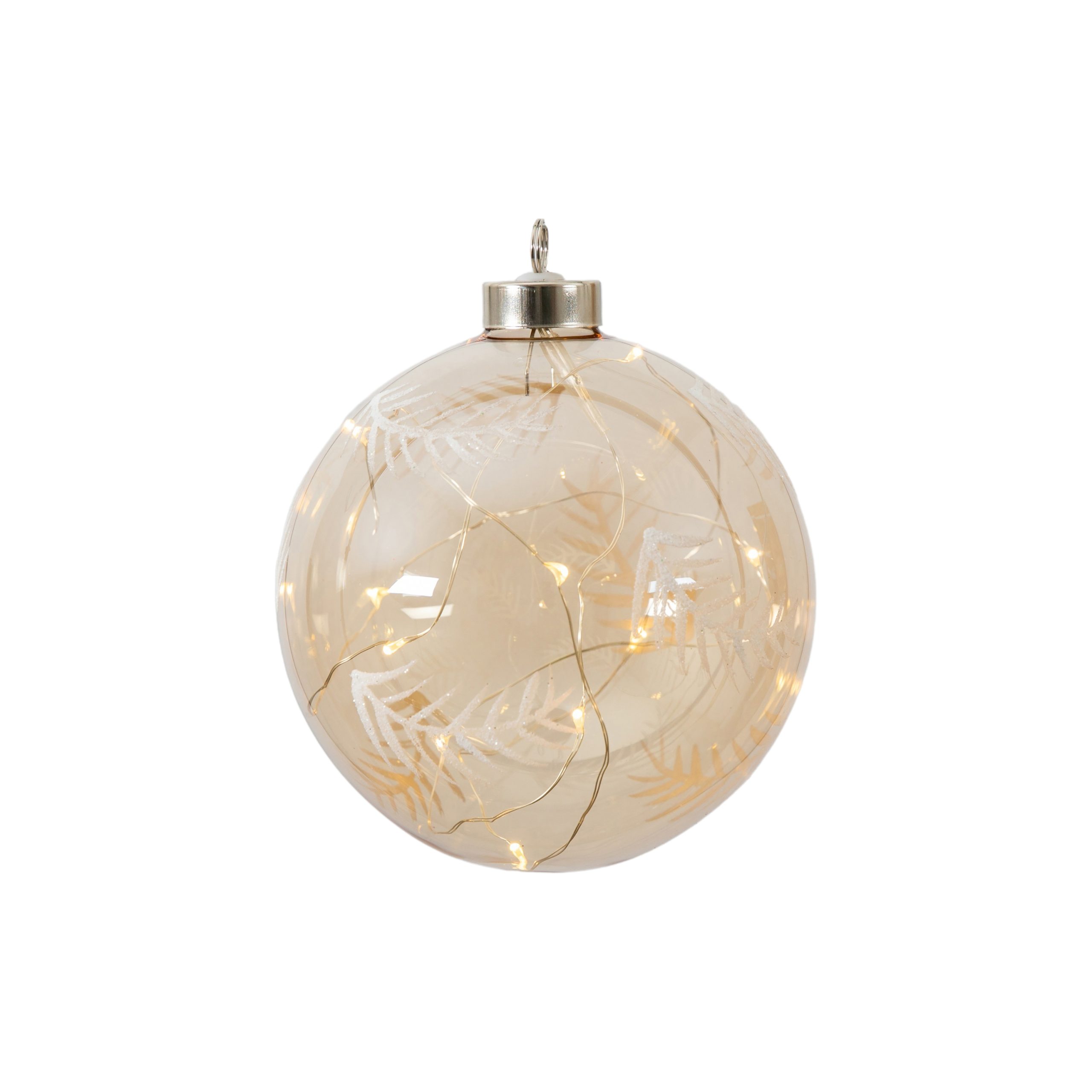 Gallery Direct Feather Etched Bauble with LED Amber