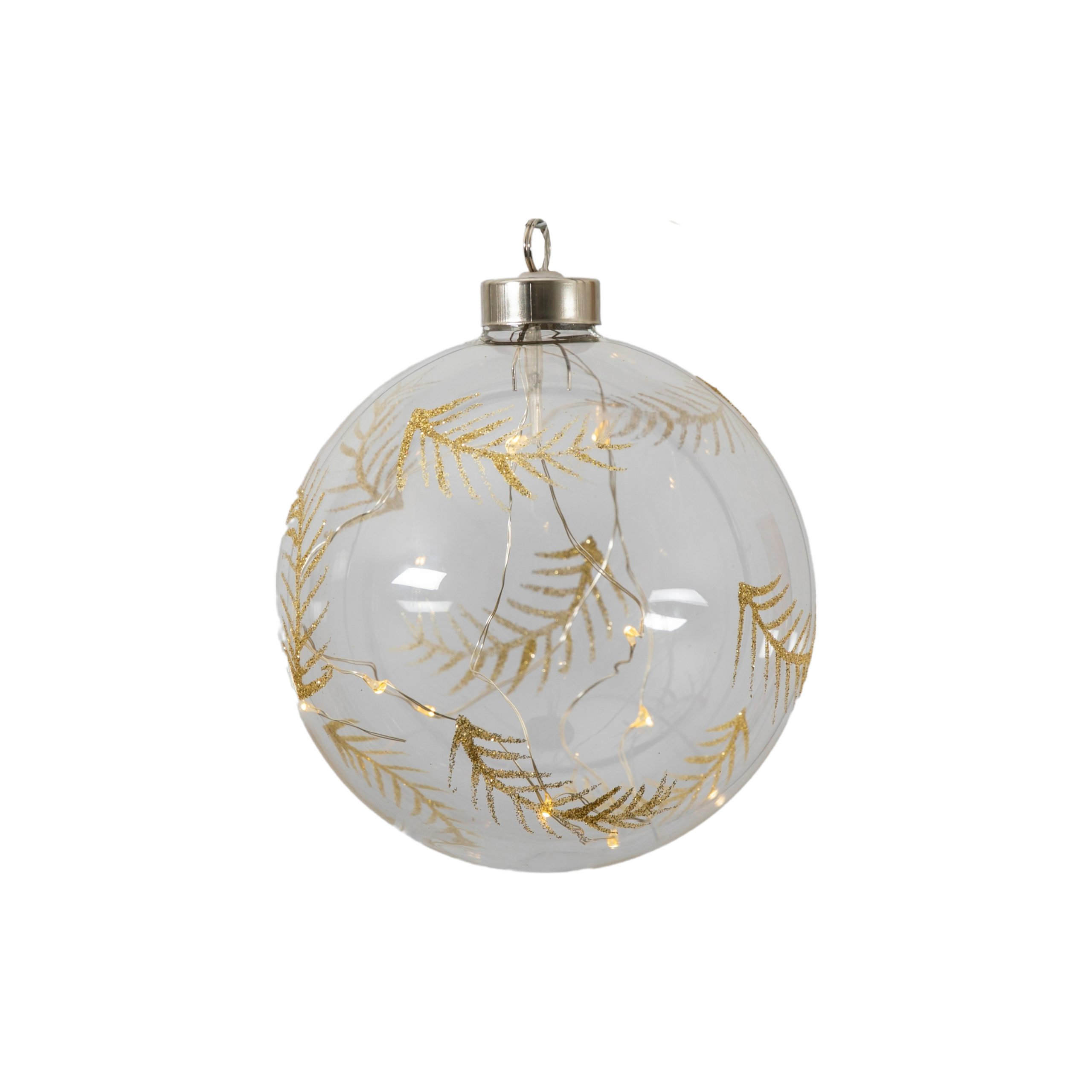 Gallery Direct Feather Etched Bauble with LED Clear