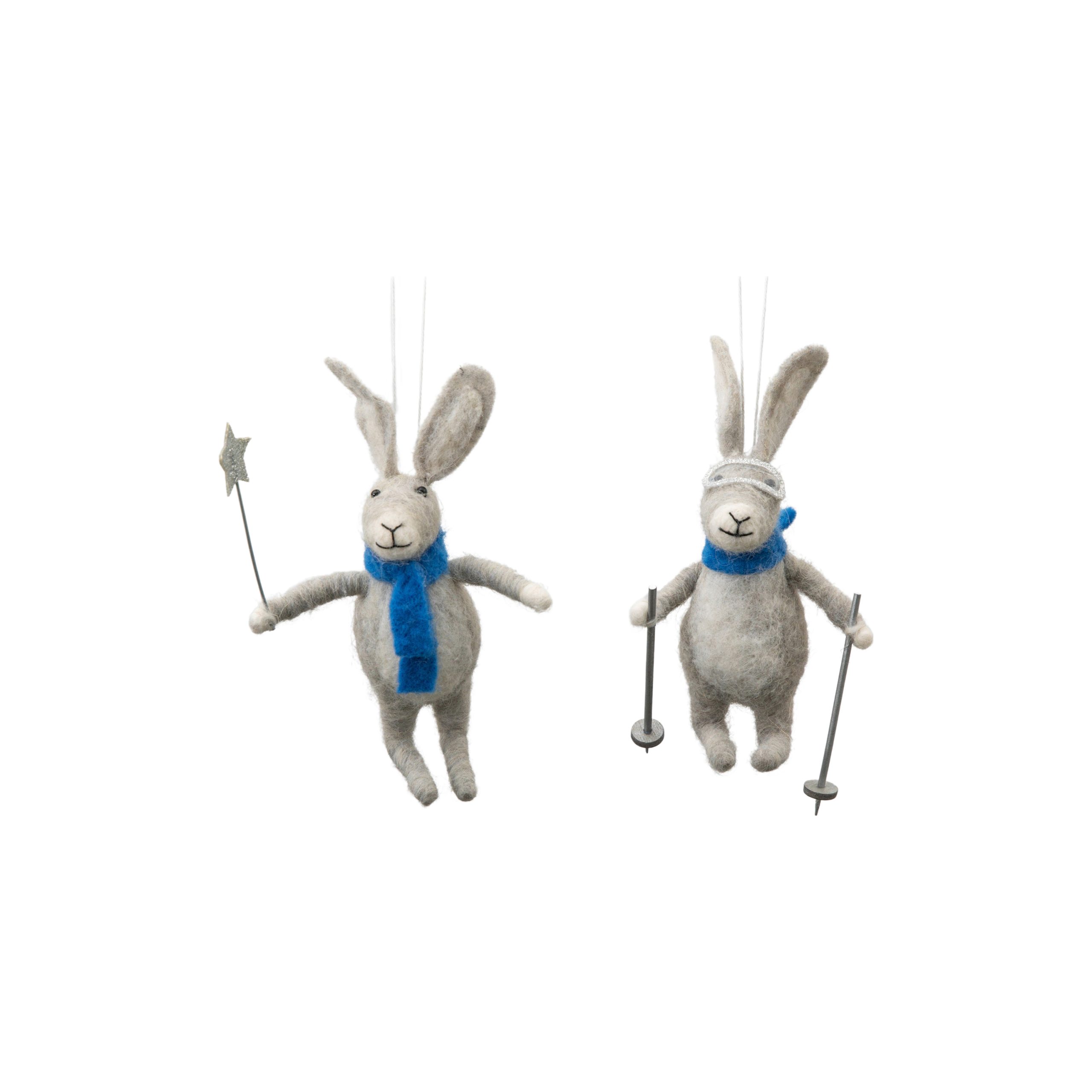 Gallery Direct Skiing Hares Grey (Set of 2)